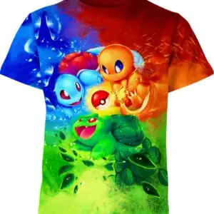 Fire Water Grass Pokemon All Over Print T-shirt