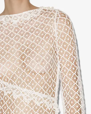 Lisia Long Sheer Lace Dress - Ecru - Woman - 2