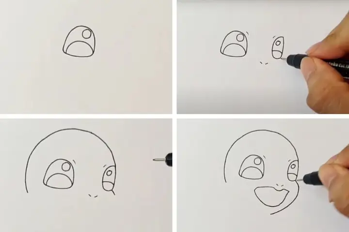 Bước 1: Vẽ Phần Đầu Pokemon