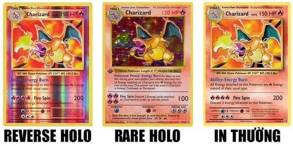 Thẻ Bài Pokemon Hiếm Dạng Holo, Reverse Holo, Full Art Holo…