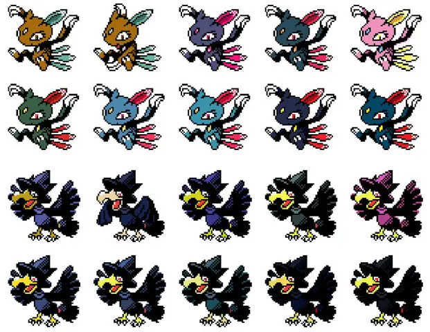 Sneasel/nyuula Murkrow/yamikarasu Sprite Edits