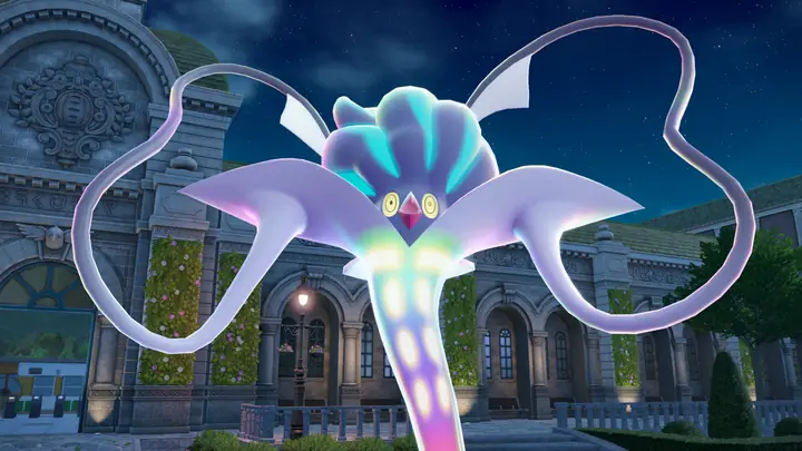 Screenshot Of Mega Malamar From Pokemon Legends Z-a, Showing A Glowy Octopus Monster Looking Dumbstruck At The Camera.