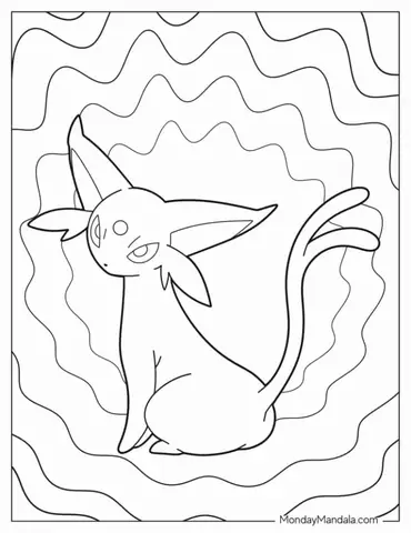 Coloring Page Of Cute Espeon For Kids