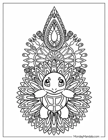 Squirtle Mandala Coloring Sheet For Kids
