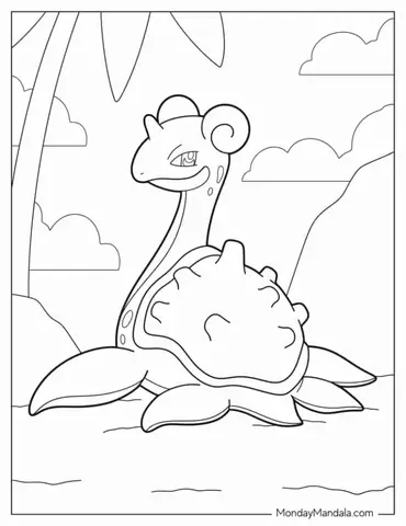 Coloring Page Of Lapras On The Beach