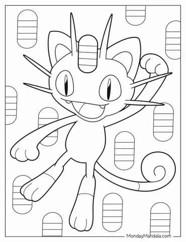Meowth With Paw Up Coloring Page