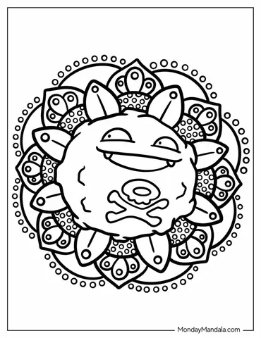 Easy Koffing Mandala Coloring Page For Kids