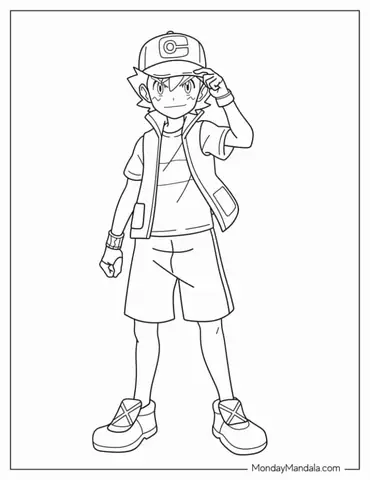 Coloring Page Of Ash From Pokemon