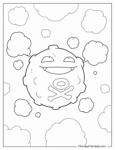 Coloring Sheet Of Koffing Releasing Poison