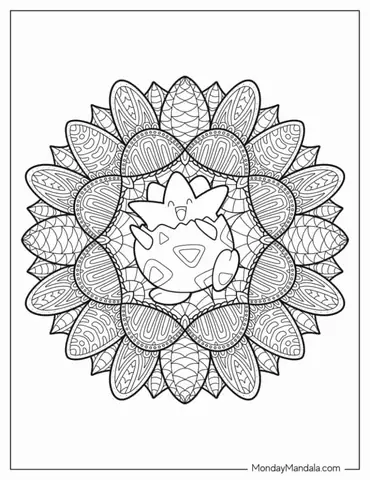 Togepi Flower Mandala Coloring Sheet