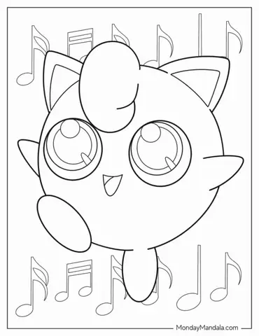 Jigglypuff With Music Notes To Color