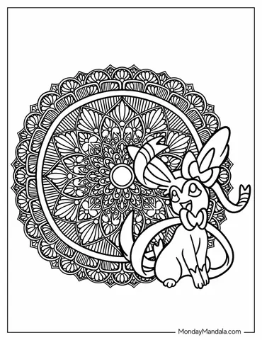 Sylveon Pokemon Mandala Coloring Sheet