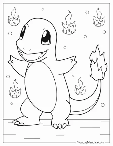 Playful Looking Charmander To Color