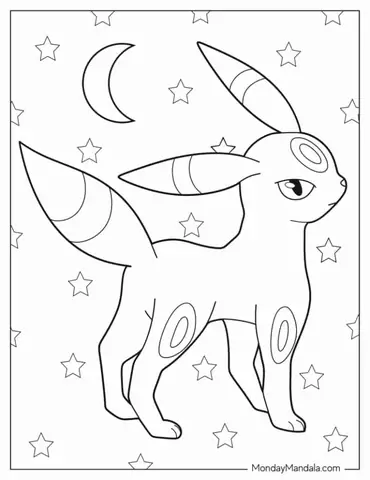 Kawaii Umbreon Coloring Sheet