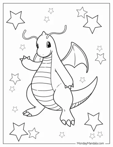 Cute Dragonite Pokemon To Color