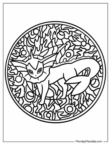 Vaporeon Mandala Coloring Page For Kids