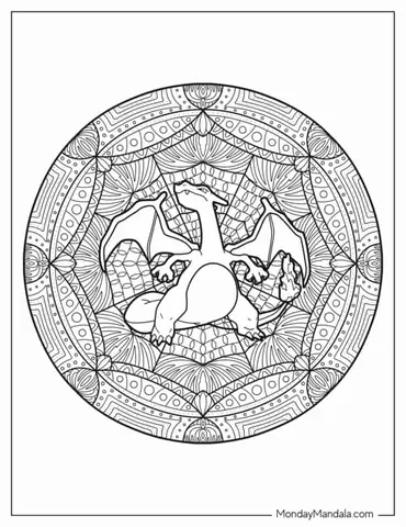 Coloring Page Of Charizard Mandala