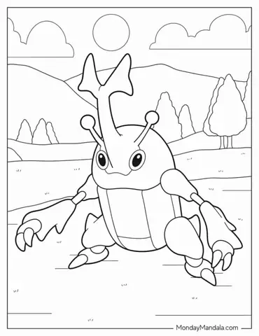 Heracross In A Field Coloring Sheet