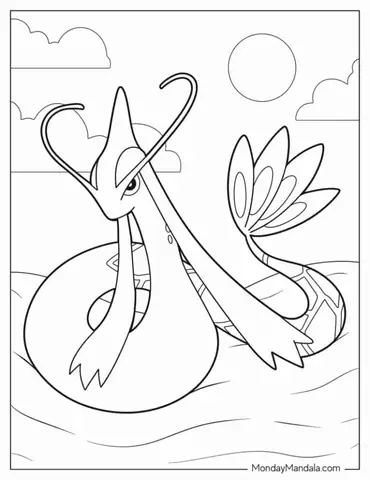 Milotic Traveling By Sea To Color
