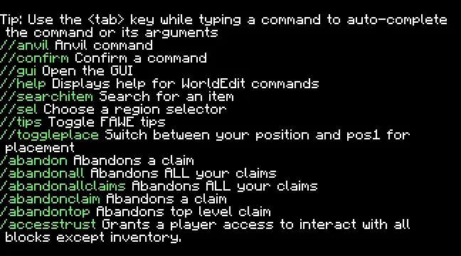Each Command Page As Shown In-game:[]